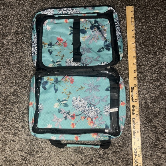 Bang And Carson Large Hanging Travel Bag Turquoise With Flowers New - Picture 3 of 8
